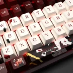 Exclusive Honkai Star Rail Sparkle PBT dye-sub keycaps. Vibrant, design with crisp front and side legends, presented from various angles.