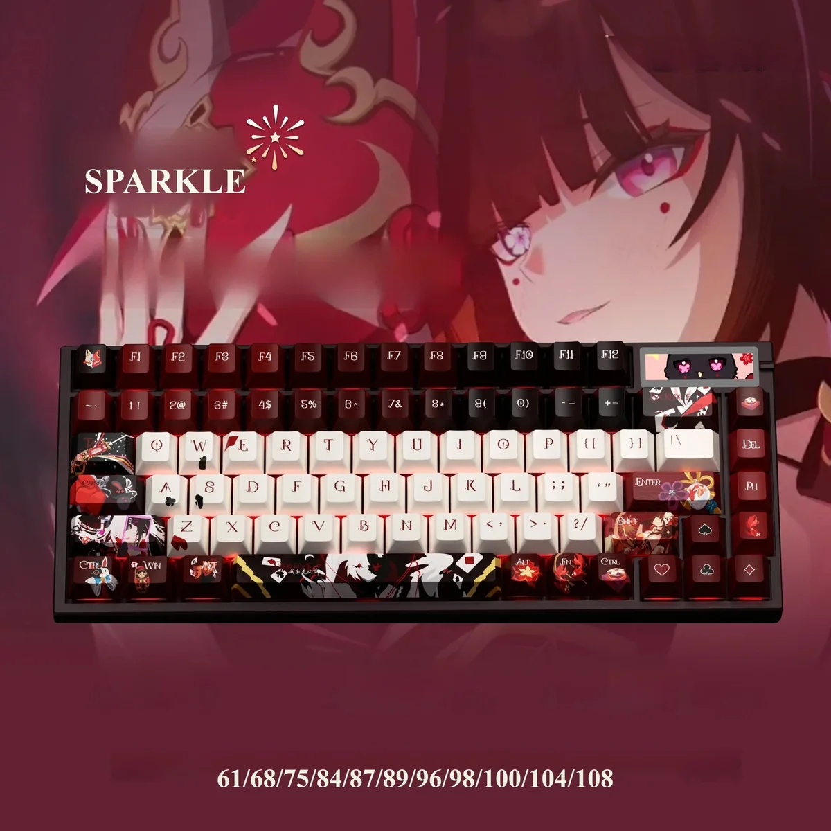 Exclusive Honkai Star Rail Sparkle PBT dye-sub keycaps set, showcasing vibrant character art and legends for a premium, artistic gaming.