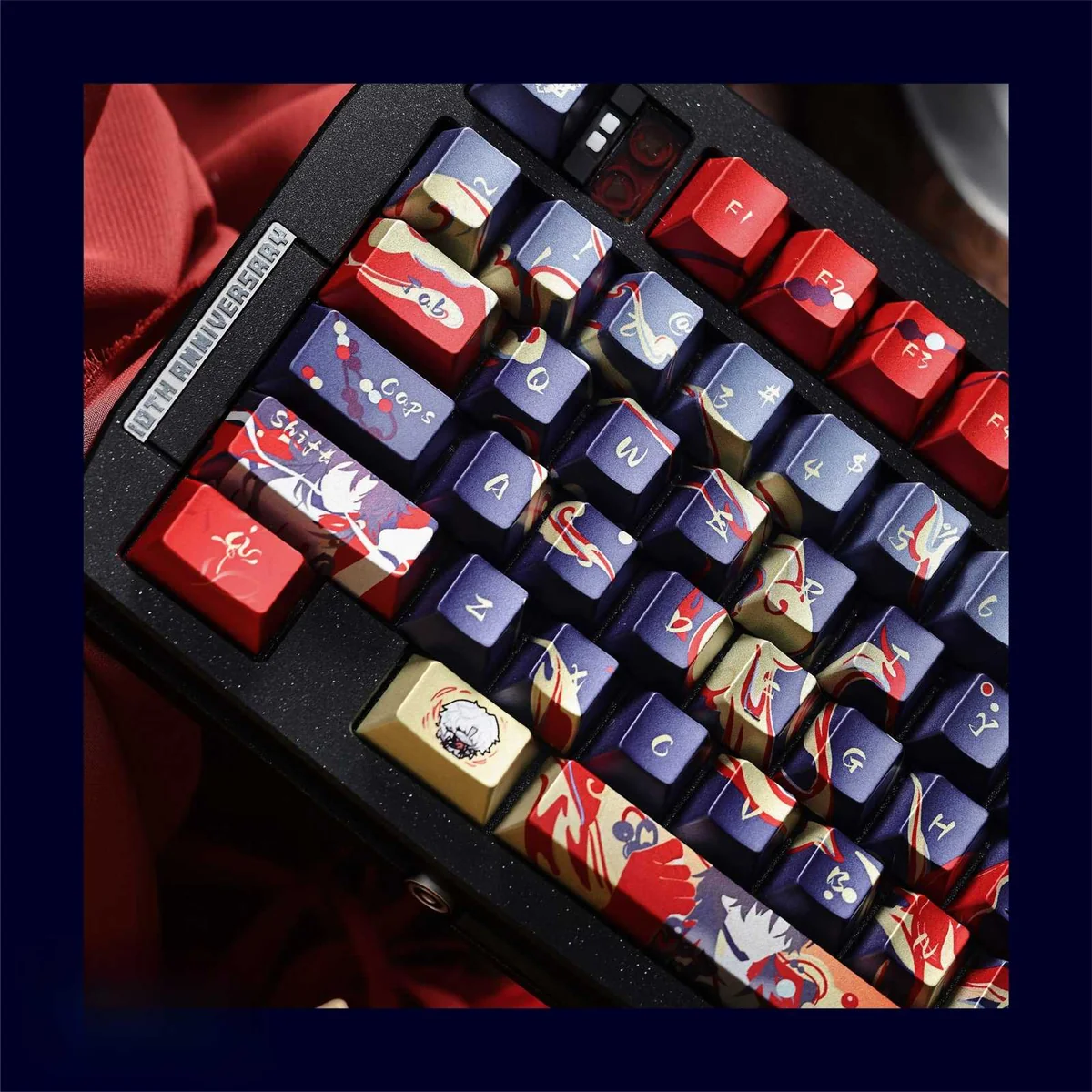 Official Honkai Star Rail Mortenax Blade artisan keycap, showcasing its dark, sleek, high-tech design from multiple angles. A premium, character-inspired tributes for gamers.