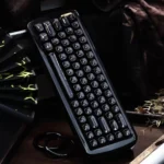 Jade Marble MOA PBT Keycaps. Diverse views highlight jade-like PBT, marble texture, and ergonomic MOA profile for an elegant desktop.