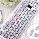 Luxurious Endless Summer Jade MOA Keycap set, showcasing a serene purple floral design with a smooth, jade-like finish, evoking a gentle summer aesthetics.