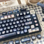 Authentic Jujutsu Kaisen PBT Dye-sub keycap set, MOA profile, showcasing vibrant anime characters and dark fantasy symbols across various keycap view.