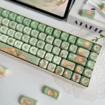 Multiple views of the Whimsical Le Petit Prince PBT MOA keycap set, showcasing its charming storybook-inspired prairie prince design and cute nature element.