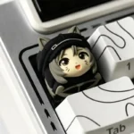 Intricate Luna hand-sculpted animal artisan keycap, fierce and adventurous, shown from a unique angle. This artistic piece enhances any keyboard setup.