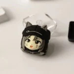 Luna hand-sculpted animal artisan keycap, viewed from a striking angle, reveals its intricate, fierce design and unique artistic craftsmanship.