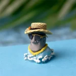 Handcrafted resin Easter Island Moai artisan keycap, captured from an elevated angle, revealing its intricate sculptural details and evoking ancient.