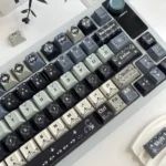 Romantic Night Weaving PBT Dye-sub keycap set displayed from multiple angles, highlighting its dark, enchanting celestial design and intricate night sky pattern..