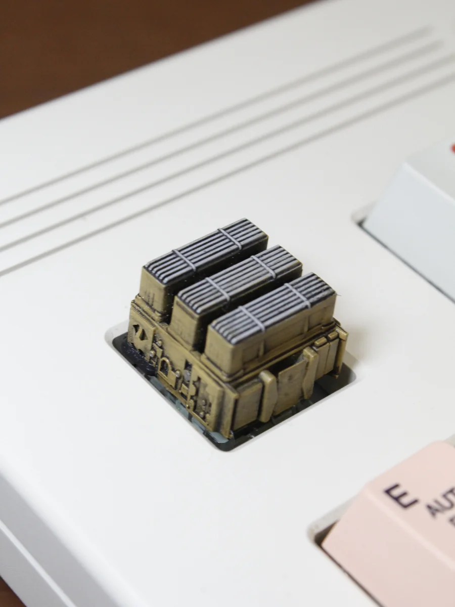 Main image of a premium handcrafted resin Portable Military Radar Keycap, displaying a detailed, rugged tactical miniature radar station.