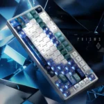 Mesmerizing Prism Keycap Set, showing PBT keycaps' vibrant light refraction and modern geometric patterns for a premium keyboard.