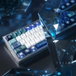 Prism Keycap Set: Mesmerizing PBT keycaps showcasing vibrant light refraction and a dynamic spectrum, perfect for a premium keyboard.