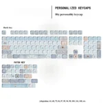 Sacred Feather Prayer MOA Keycap Set, featuring ethereal dye-sublimated feather motifs and soft celestial accents, creating a peaceful keyboard aesthetics.