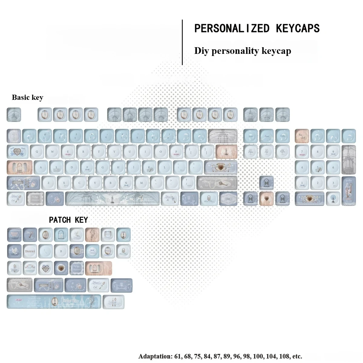Sacred Feather Prayer MOA Keycap Set, featuring ethereal dye-sublimated feather motifs and soft celestial accents, creating a peaceful keyboard aesthetics.