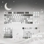 Serenade PBT Keycaps Set, multiple views showcasing tranquil, melodic design, durable PBT, and crisp dye-sub Cherry profile legends.