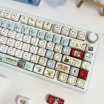 Whimsical Snoopy PBT MOA keycap set showcasing exclusive dye-sub Peanuts characters and vibrant, nostalgic details for a playful desk.