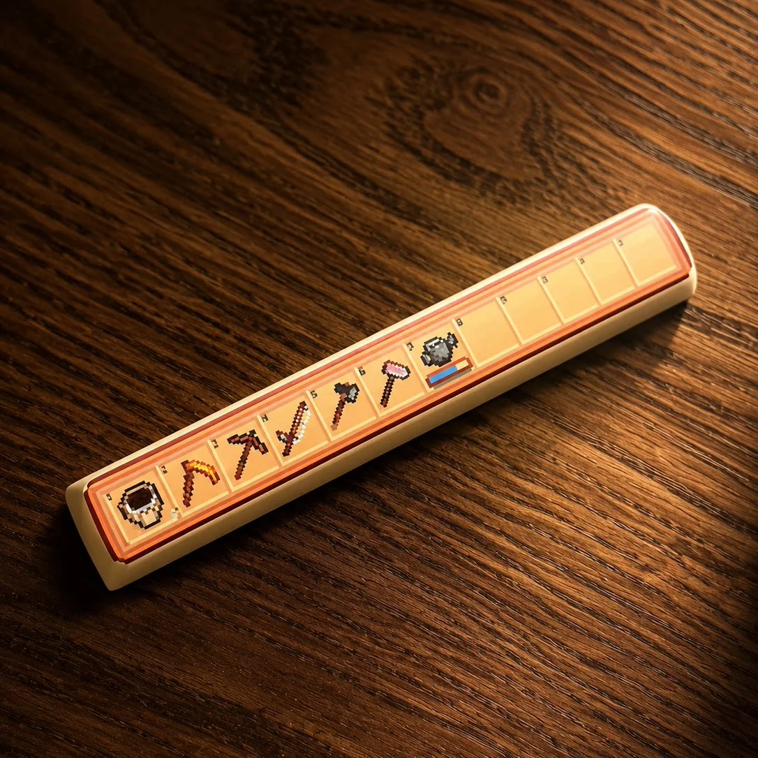 Vibrant Stardew Valley toolbar pixel art PBT space key keycap, showcasing authentic game UI elements for a playful retro aesthetic.