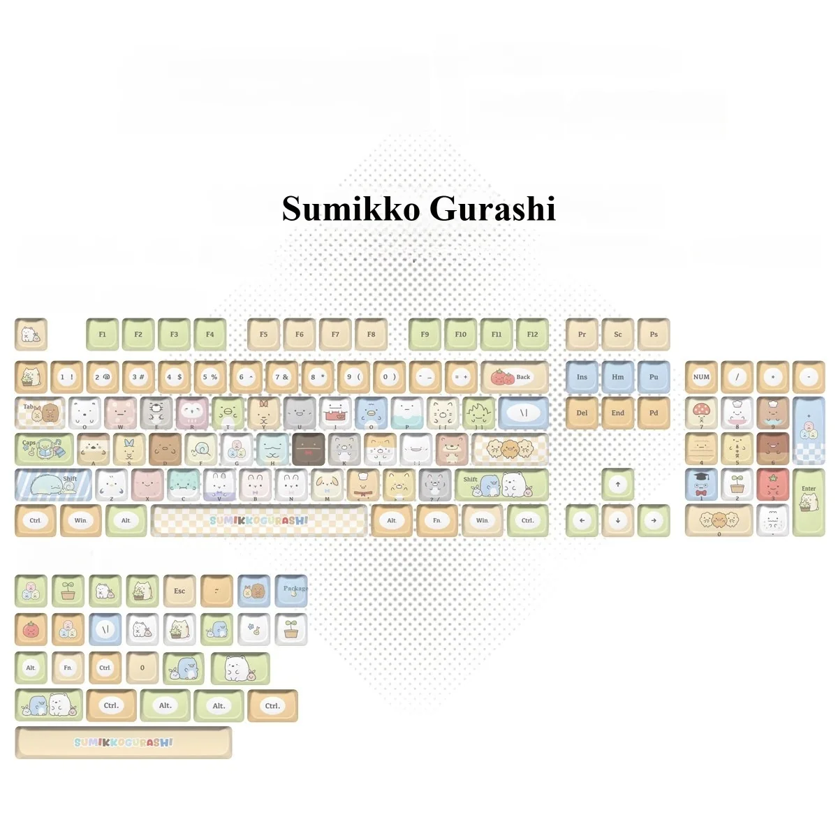 Adorable Sumikko Gurashi cat PBT keycap featuring a charming character design with vibrant dye-sub colors, perfect for a playful keyboard.