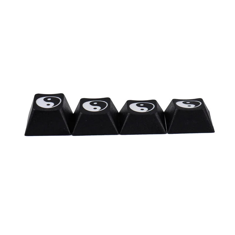 Multiple angles of the Taiji PBT keycap, revealing its deeply laser-engraved Yin Yang artisan design. Harmonious symbolism etched on durable PBT