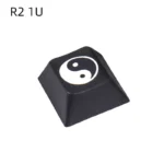 Elegant single R3 Taiji PBT keycap, showcasing the deeply laser-engraved Yin Yang artisan design for harmonious and artistic keyboard customization.