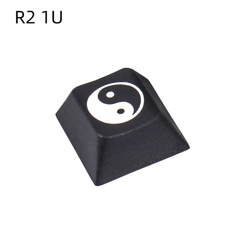 Elegant single R3 Taiji PBT keycap, showcasing the deeply laser-engraved Yin Yang artisan design for harmonious and artistic keyboard customization.