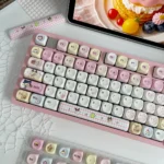 Nostalgic Tamagotchi PBT Keycap Set, MOA profile. Vibrant, playful pixelated dye-sub legends beautifully capture retro-tech appeal.