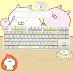 Delightful USAMARU Keycap Set showcasing charming, adorable rabbit characters. Durable dye-sub PBT legends in soft pastels for a whimsical, clean aesthetic.