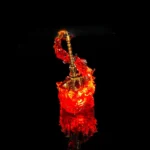 Premium World of Warcraft Sulfuras, Hand of Ragnaros keycap, a majestic 3D replica of Ragnaros's weapon, crafted with fiery resin and metal, shown from various angles.