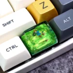 The Legend of Zelda: Link Transparent Keycap featuring Link, the Master Sword, and other Hyrule artifacts in stunning, vibrant detail, perfect for collect.