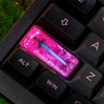 Premium Zelda Hylian Shield Master Sword keycap, detailed craftsmanship of iconic heroic symbols, viewed from a striking angle, perfect for fans.
