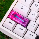 Vibrant pink Master Sword keycap, a 2.25U shift key, displaying iconic Legend of Zelda heroic symbolism and detailed craftsmanship. A premium Zelda design.