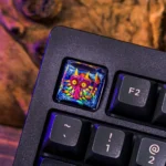 Exquisite handcrafted The Legend of Zelda: Majora's Mask Transparent Keycap featuring an intricate backlit Majora's Mask artisan sculpture, a premium collectible.