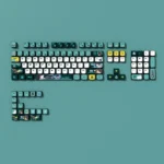 Artistic close-up of Zenless Zone Zero Hoshimi Miyabi backlit PBT keycaps, revealing vibrant legends and detailed futuristic character art.