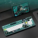 Zenless Zone Zero Hoshimi Miyabi backlit PBT keycaps featuring vibrant character art and a futuristic design, enhancing any gaming setup.