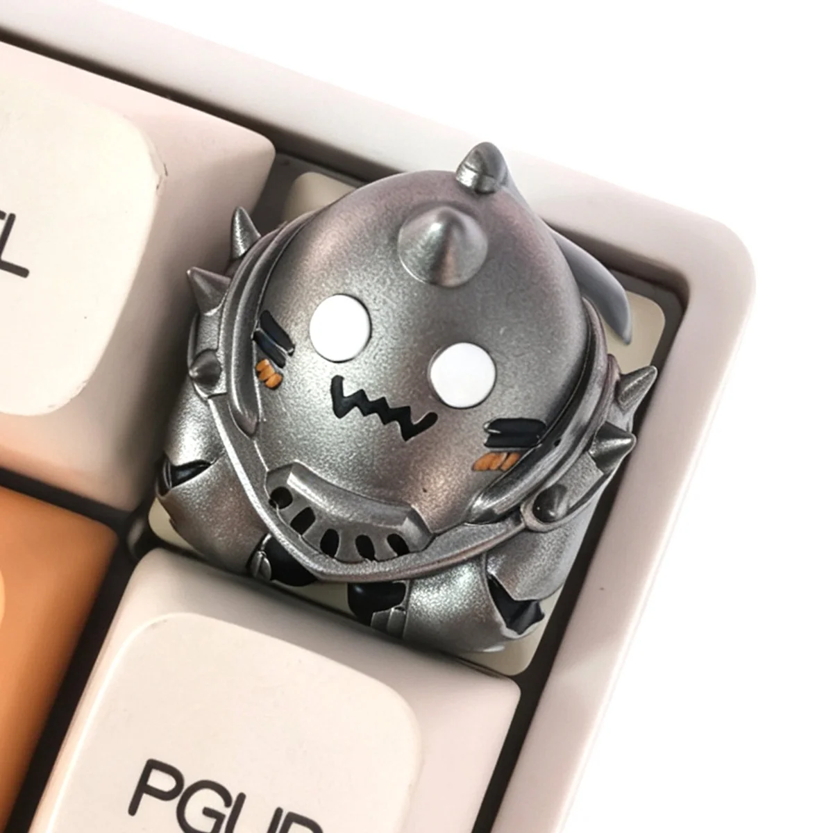 Exclusive Alphonse Elric Cat artisan keycap for FMA fans, featuring adorable, detailed anime-inspired resin sculpture.