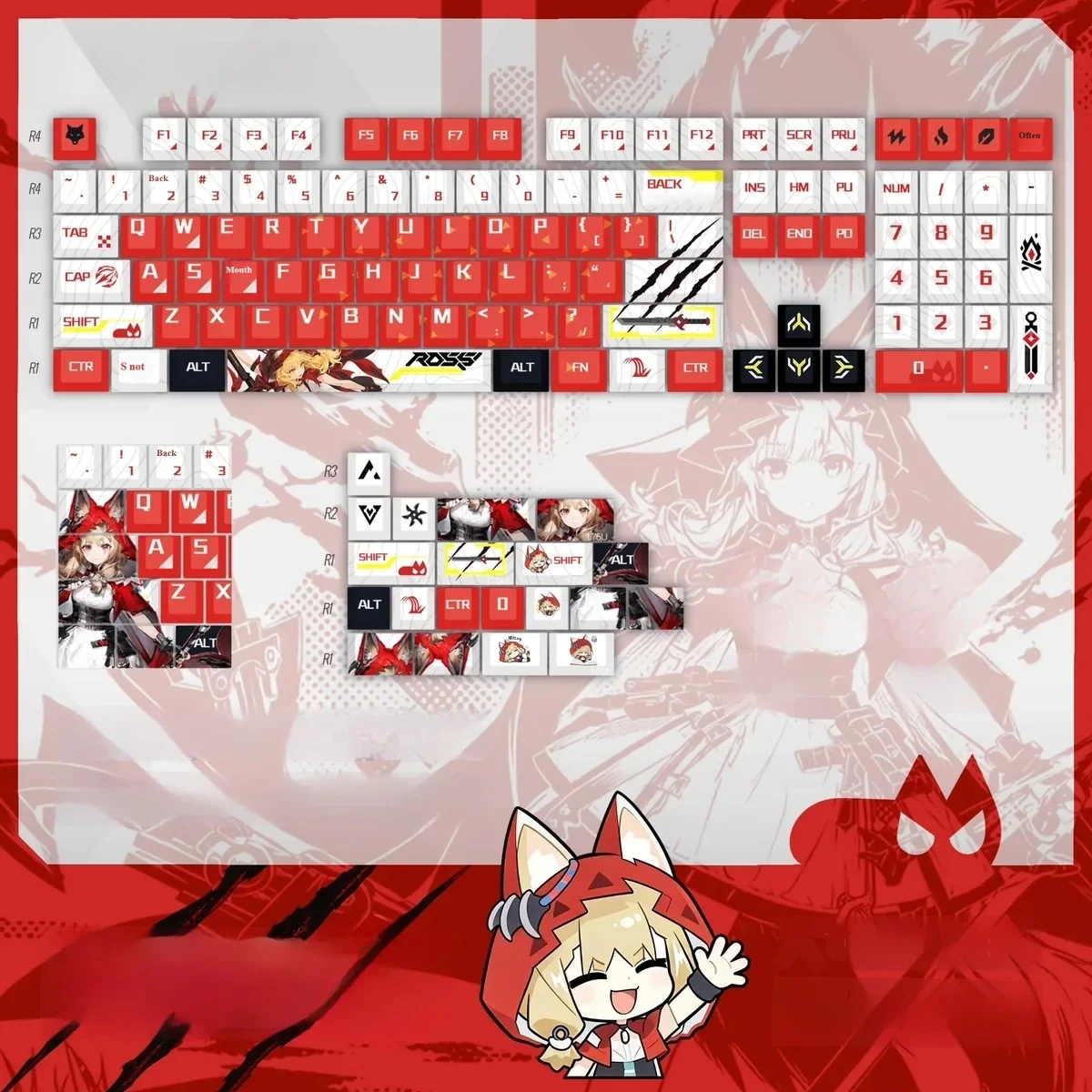 Premium Arknights: Endfield Rossi keycap set showcasing exclusive Endfield character art, meticulously designed to elevate any gaming desk。