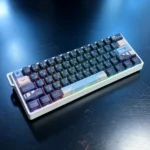 Artistic Arknights Skadi side-printed backlit PBT keycaps, presented from multiple angles, revealing intricate dark oceanic character art and clean.