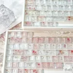 Artisan Rose Keycap Set, from various angles, showcases its exquisite frosted rose motif. Translucent PC material with carbon texture for personalized elegant setup.