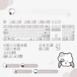 Multiple angles of Asian-Style Cute Creatures Low Shaft Keycap Set, showcasing durable pastel Asian characters and unique designs for cute keyboards.