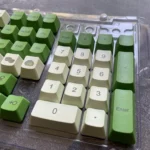 A detailed close-up of Avocado Green Keycaps, revealing their fresh, natural aesthetic and premium texture, part of a complete set for modern keyboard.