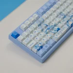 Frieren: Beyond Journey's End keycaps, a premium collection showcasing iconic characters and symbols with vibrant, lasting details from different angles.