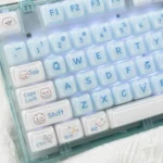 Playful translucent Kitten Crystal Jelly MAO keycap, highlighting its adorable iridescent shimmer and RGB compatibility from a fresh angle.