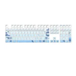 Main image of the exquisite Blue & White Pottery ASA Keycap Set, featuring a stunning translucent blue and white porcelain gradient design and modern crystal effect.