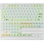 Artistic Jelly Green PC Keycap Set, MAO profile, displaying its vibrant, smooth jade-like finish. A nature-inspired botanical journey.