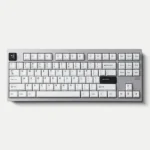 BOW Pure White Cherry Keycap Set in a detailed, angled shot, highlighting their pure white PBT dye-sub Cherry profile and crisp legends.
