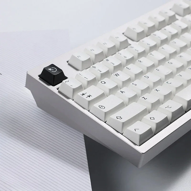 BOW Pure White Cherry Keycap Set showcased from various angles, highlighting the timeless pure white PBT dye-sub Cherry profile with crisp legends.