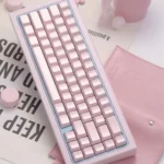 Brocade Of Drifting Light Cherry Keycap Set gallery, revealing the ethereal shimmer and dynamic pearlescent pearl finish from multiple angles.