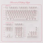 Brocade Of Drifting Light Cherry Keycap Set, featuring an ethereal shimmer and pearlescent finish. Durable, anti-fade characters glint with luxurious light.