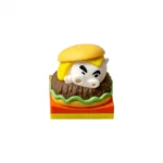 Whimsical Crayon Shin-Chan Buriburizaemon artisan keycaps, showcasing various angles of the delightful burger and waffle designs.