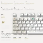 Camus The Breathing Of Being Keycaps set, close-up view revealing elegant gilded characters on crystal-clear resin.