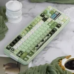 Exquisite handcrafted ceramic keycaps in mystical deep green with celestial night sky glaze, highlighting the unique Night Astrology design.