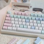 Close-up of a whimsical Cheese Bunny Keycap, revealing its charming cartoon rabbit and cheese design in durable PBT+PC with a playful MOA profile.